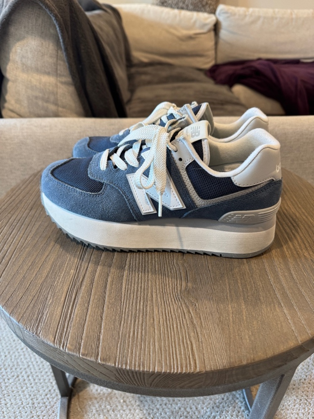 New Balance Women's Platform Sneakers in Navy and White 574